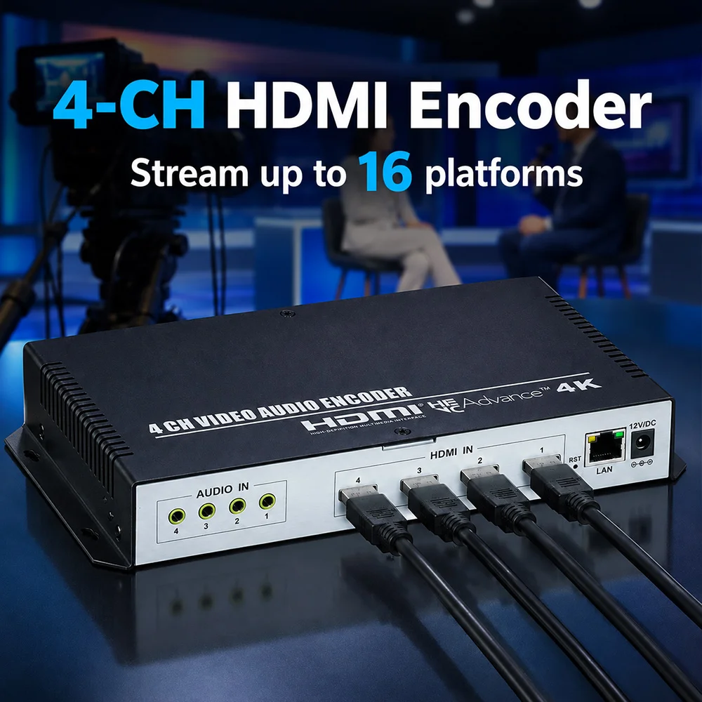4 Channels H.265 H.264 SRT HDMI Encoder 4K 1080P 4 Channels HDMI Video Encoder