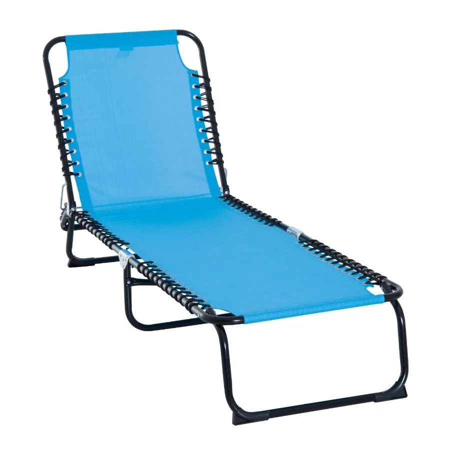 

Portable Chaise Lounge Light Blue 4Position Reclining Outdoor Patio Adjustable Bed