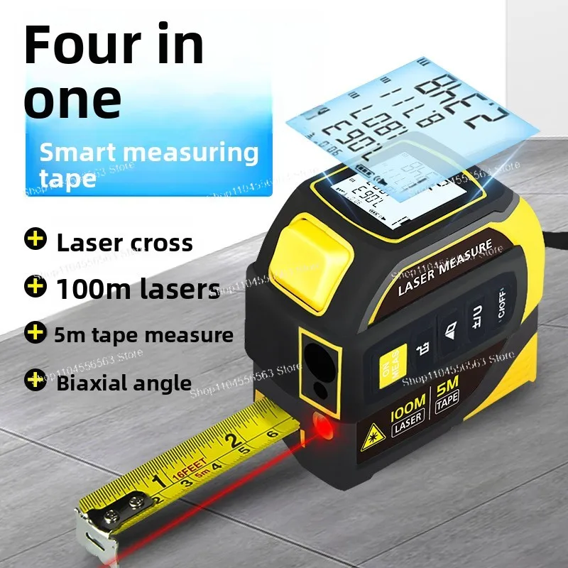 4-in-1 Laser Tape Measure - Portable Rechargeable Laser Distance Meter with Steel Blade