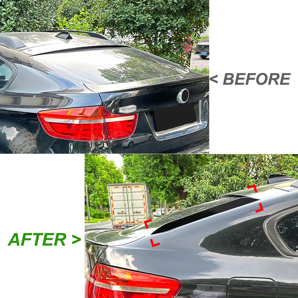 For BMW X6 E71 2008-2014 Glossy Black Trunk Lid Window Rear Side Wing Spoiler High Quality ABS Plastic Modification Car Body Kit