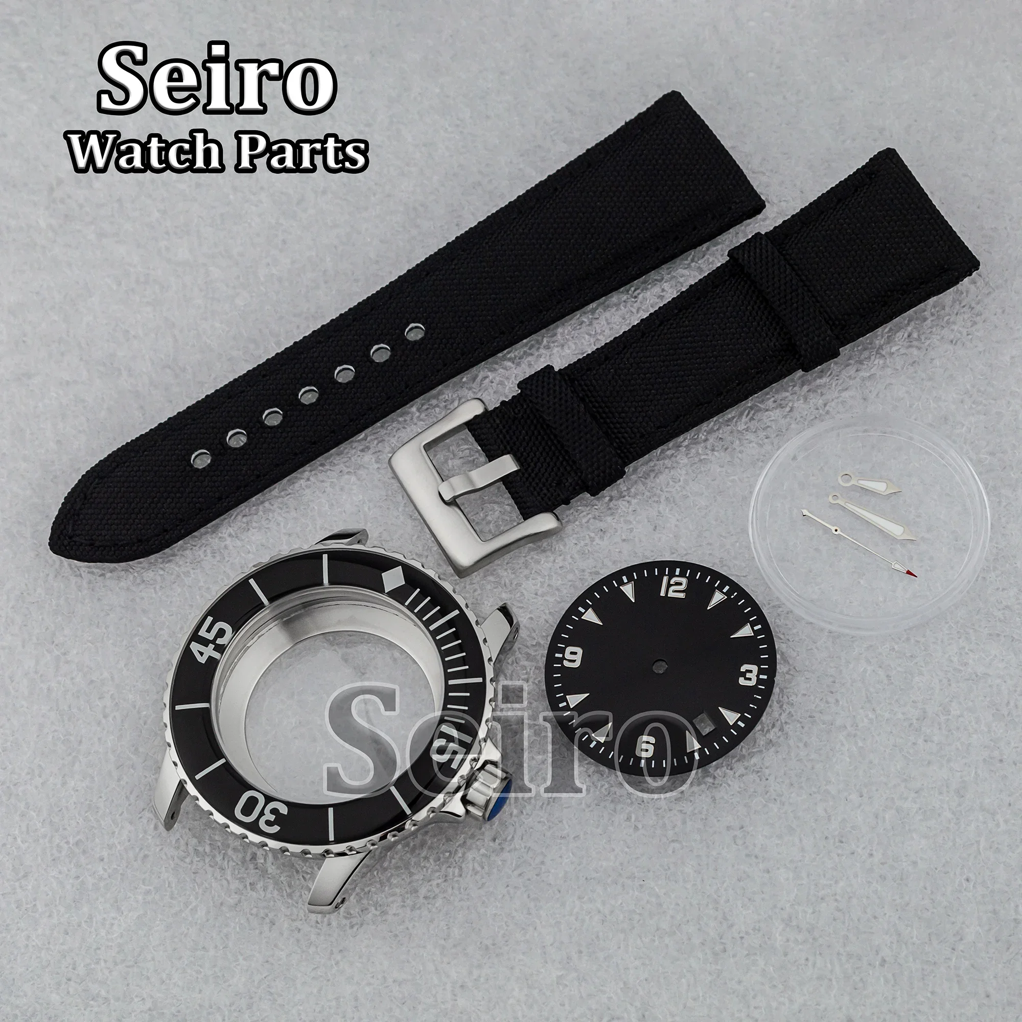 

for Fifty Fathoms NH35 Case Stainless Steel Watch Case Leather Strap Dial Hands 100m Waterproof for NH35 NH36 Movement Men Case