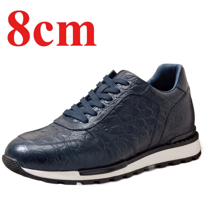 Invisible Inner Heightening Shoes Men's 8cm Elevator Genuine Leather Embossing Business Fashion Casual Height Increasing Shoes