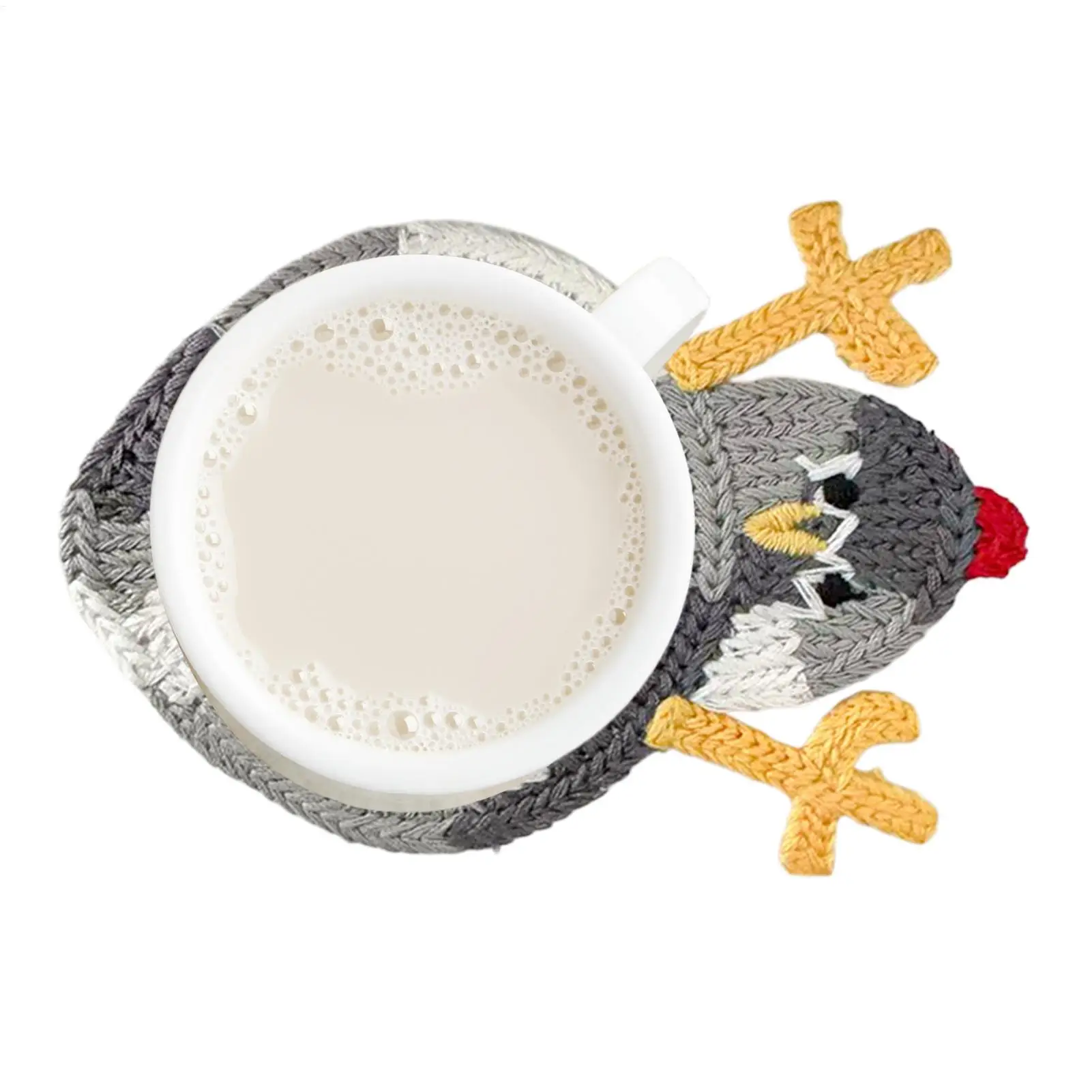 Coasters for Drinks Chicken Crochet Tabletop Protection Knit Non-slip Table Mat for Kitchen Desk Home Bar Coffee Housewarming