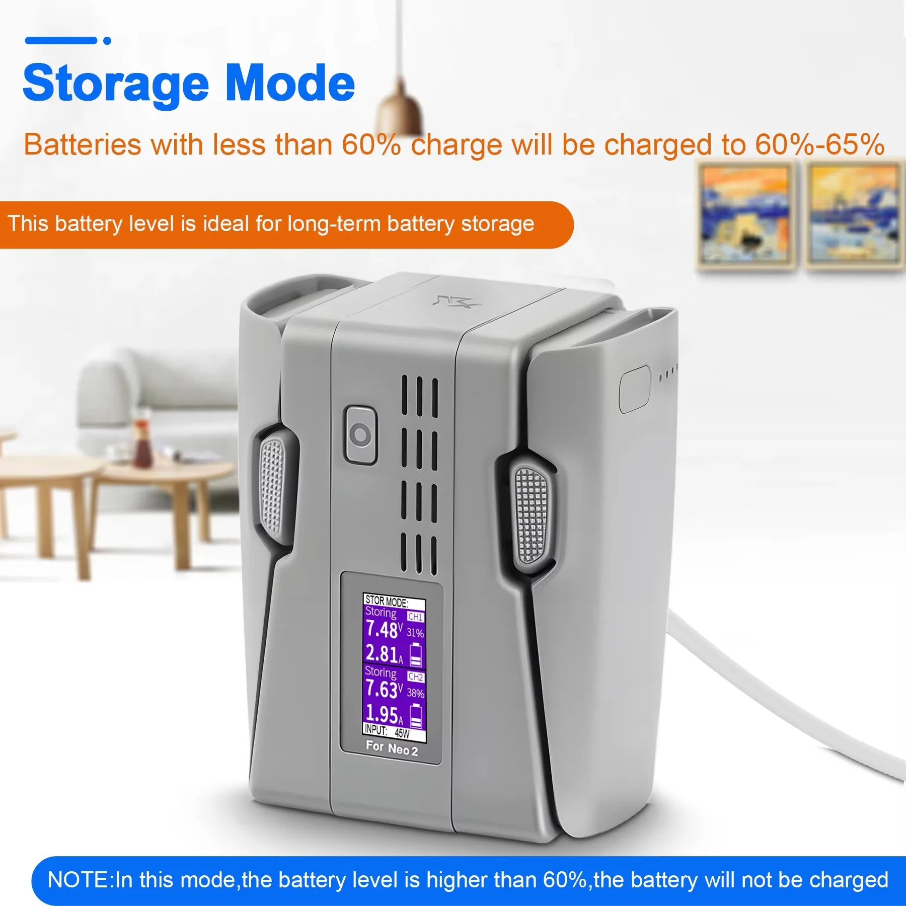 For DJI Neo 2 Battery Color Screen Dual Charger Fast Charging Hub Charging Butler Power Bank For NEO2 Quickly Charged Accessory