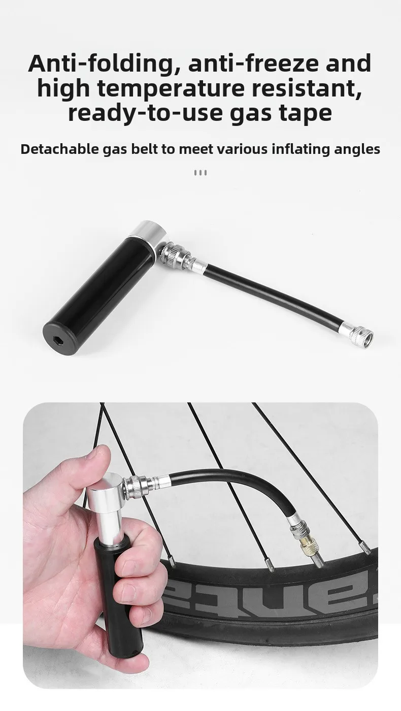 Fahrrad Aluminiumlegierung Minipumpe Tragbare amerikanische und französische Mund Universal Mountain Road Bike Basketball Handluftpumpe – Detail 9