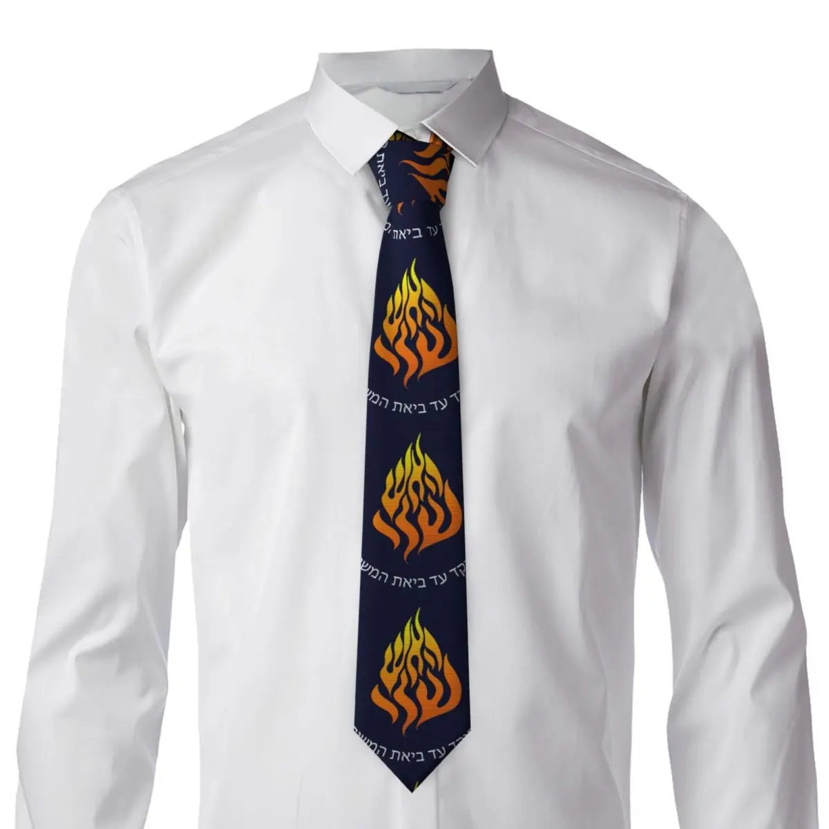 My Fire Rebbe Nachman Hebrew Necktie for Men Silk Polyester 8 cm Neck Ties Wedding Suits Tie Classic Gravatas