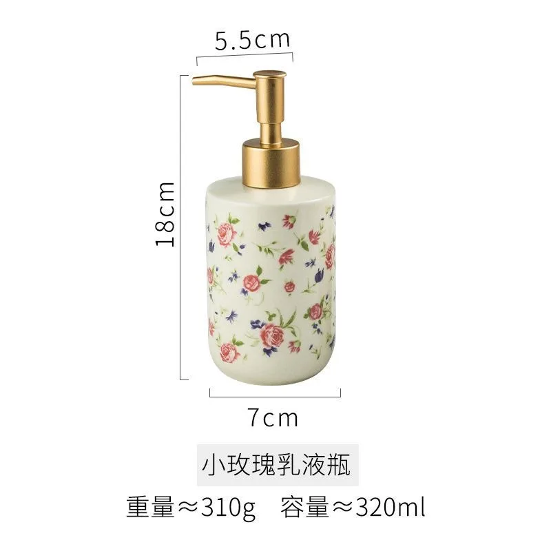 Creative Rose Shower Gel Divided Bottled Press-on Ceramic Hand Sanitizer Bottle Soap Dispenser Toilet Bathroom Accessories 2023