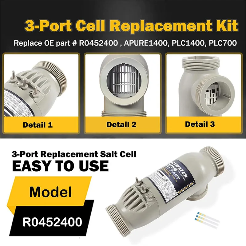R0452400 3-portowy zestaw wymienny Salt Pool do elektronicznego chloratora solnego Zodiac Jandy, system oczyszczania wody PureLink