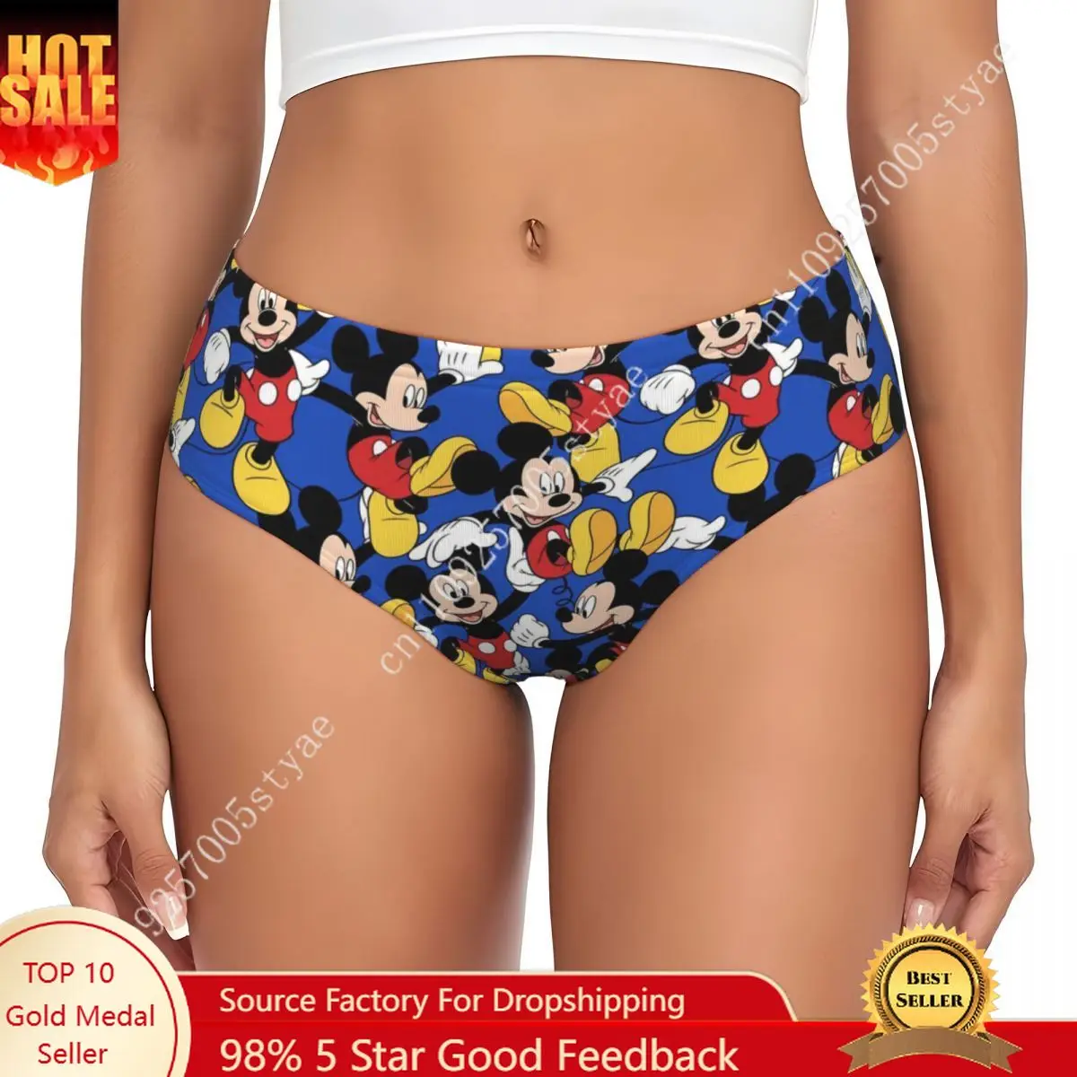 

Custom Mickey Mouse Brief Panties Womens Breathable Stretch Underwear