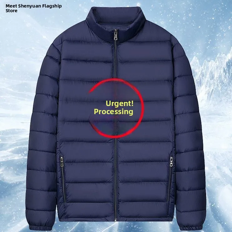 Мужская легкая стеганая хлопковая куртка с воротником-стойкой, осень-зима, повседневное теплое пальто, рабочая одежда с капюшоном, верхняя одежда