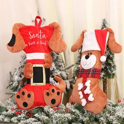 Christmas Ornaments Socks Dog Cat Pendants XMAS Fur Collar Lattice Socks Christmas Tree Decorations Navidad Wholesale 2026