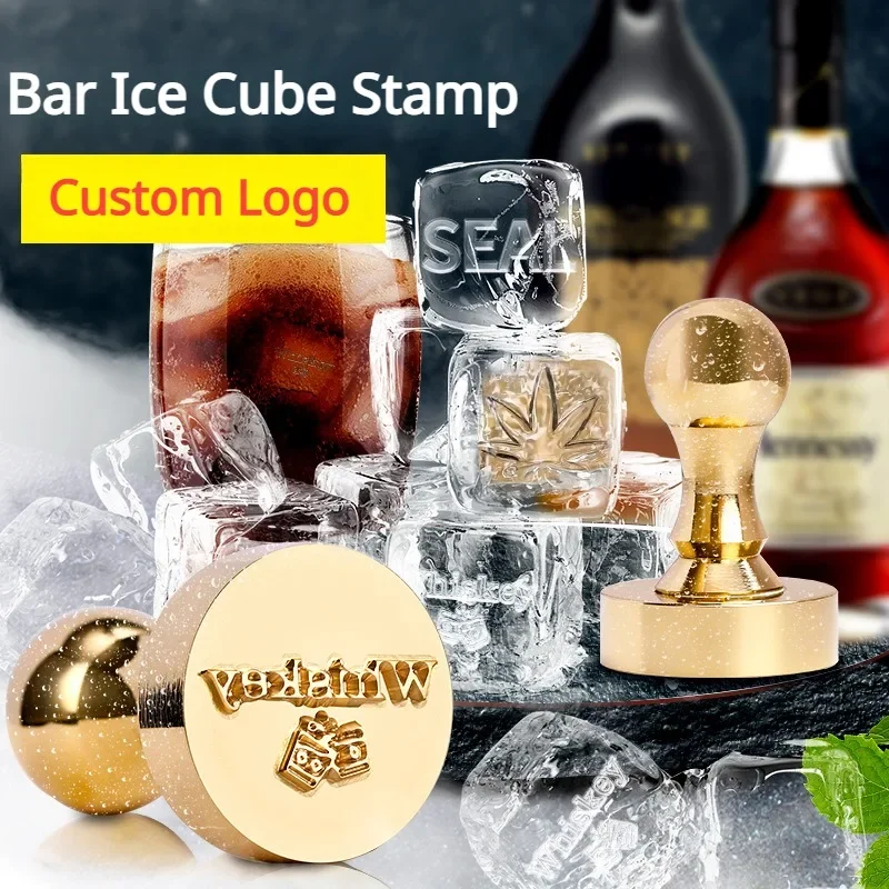 Logo personalizzato barra in ottone timbro per cubetti di ghiaccio stampa a freddo Design per Cocktail personalizza stampo per timbri per sapone in