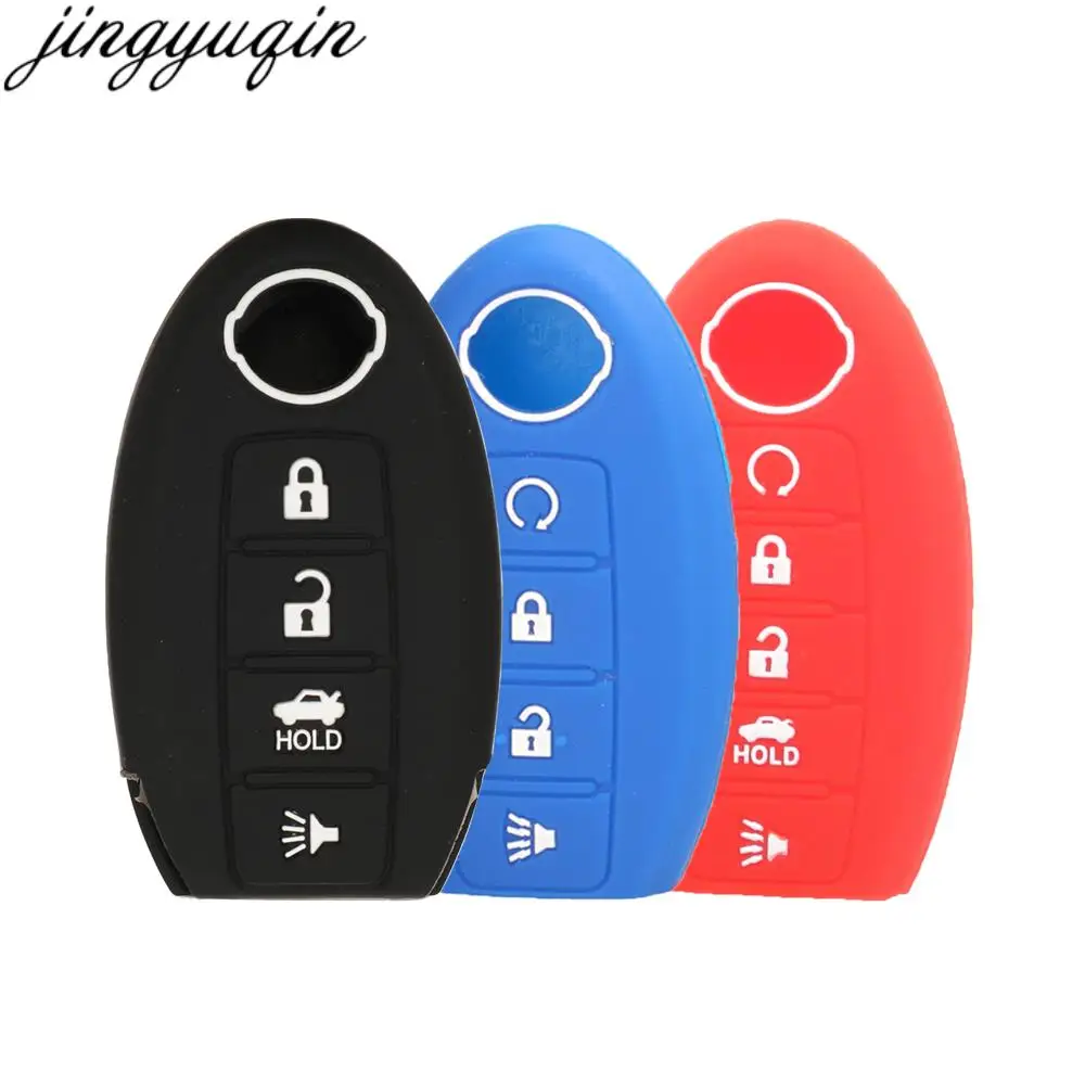 Jingyuqin Remote Car Key Silicone Case Cover For Nissan Altima Maxima Sentra 350Z Teana Sylphy Tiida Qashqai Livina Sunny 3/4/5B