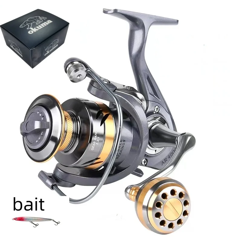 okuma  pesca serie AR2000-7000, relación de transmisión 5,2: 1, potencia de arrastre máxima de 12kg, carrete de Metal giratorio