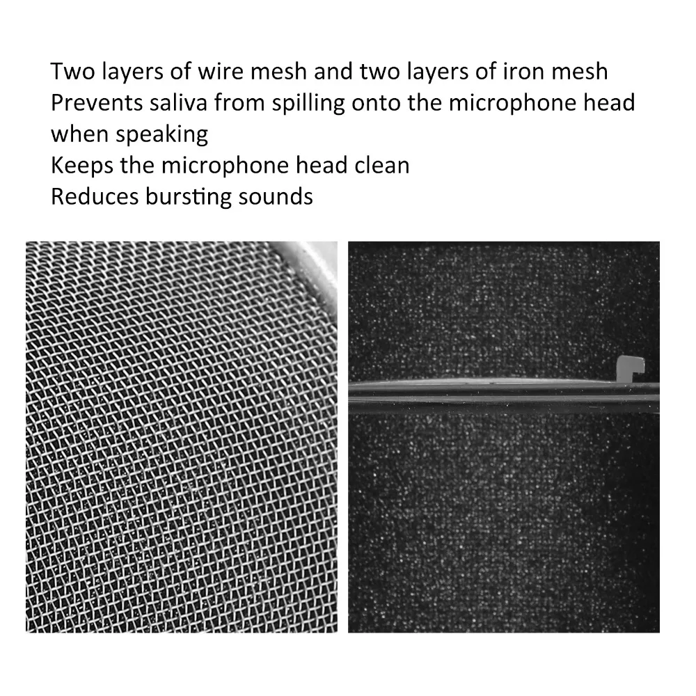 Easy to Disassemble U Shape Microphone Windscreen Adjustable Lightweight Mesh Shield Mic Shield Recording