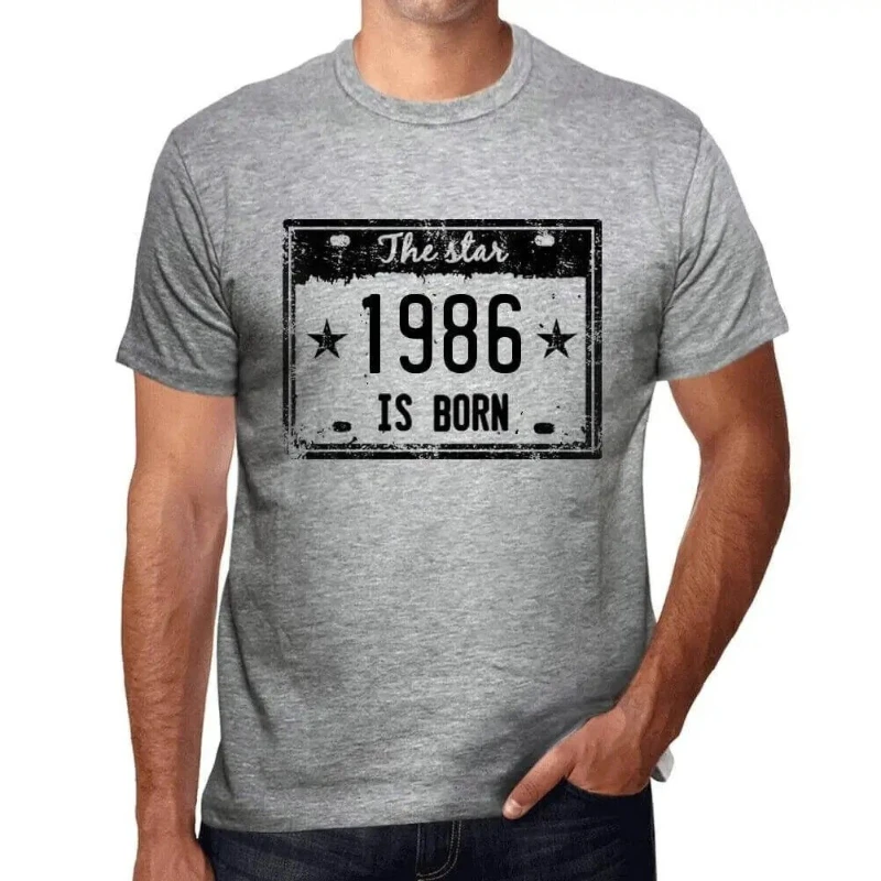 Unisex-Freizeit-T-Shirt mit Grafik, The Star Is Born in 1986, 38. Geburtstag, Jubiläumsjahr, modisch, normale Kurzarm-Länge