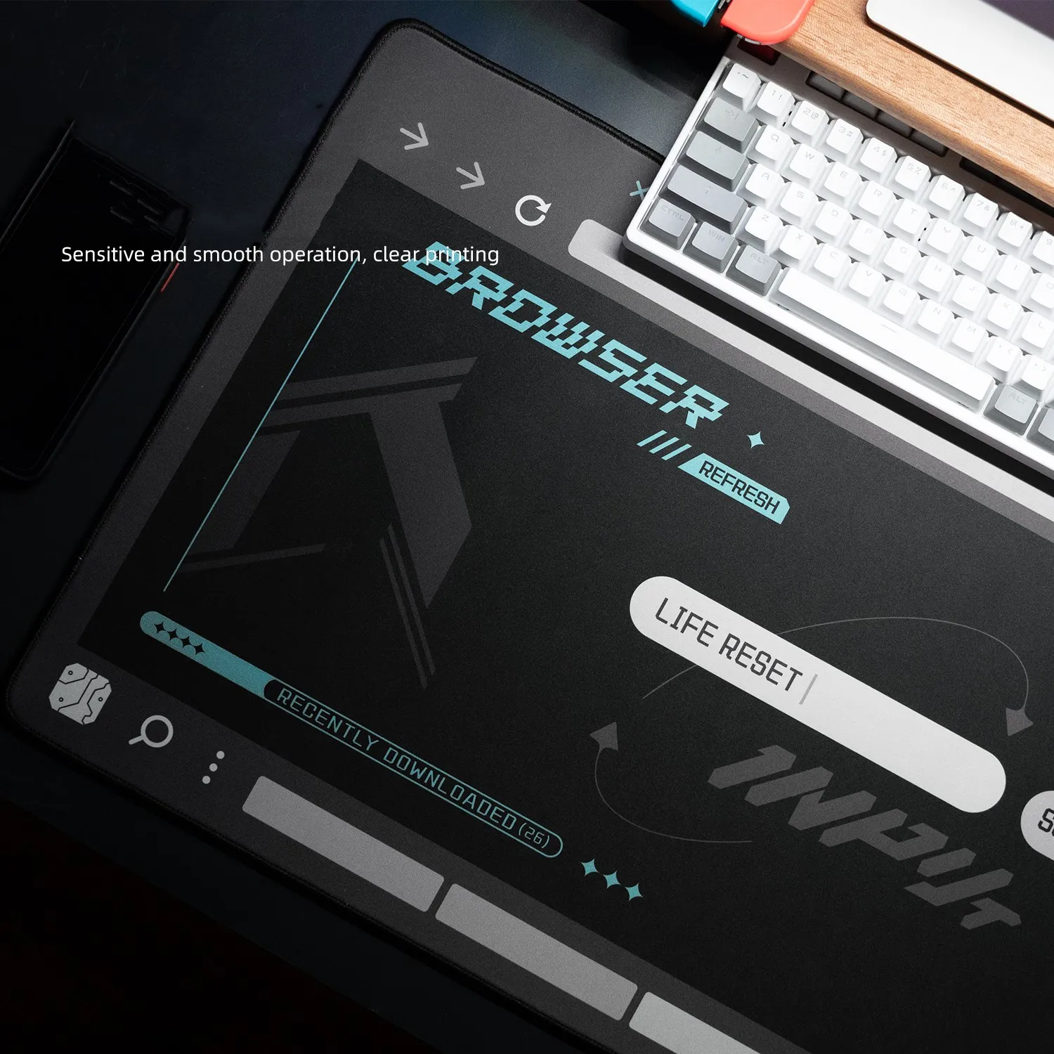 GeekShare 빅 마우스 패드 인터페이스 리셋 시리즈 블랙 게임 오피스 키보드 패드 두꺼운 데스크 매트 미끄럼 방지 80cm * 40cm 대형