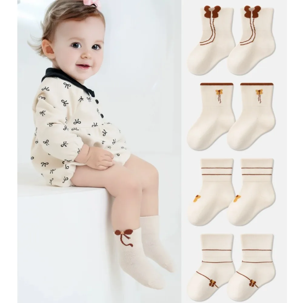 

5Pairs Spring Socks Kids Striped Socks Girls Boys 2025 Newest Fashion Cotton Socks For Children Little Baby SOCK 0-5Years