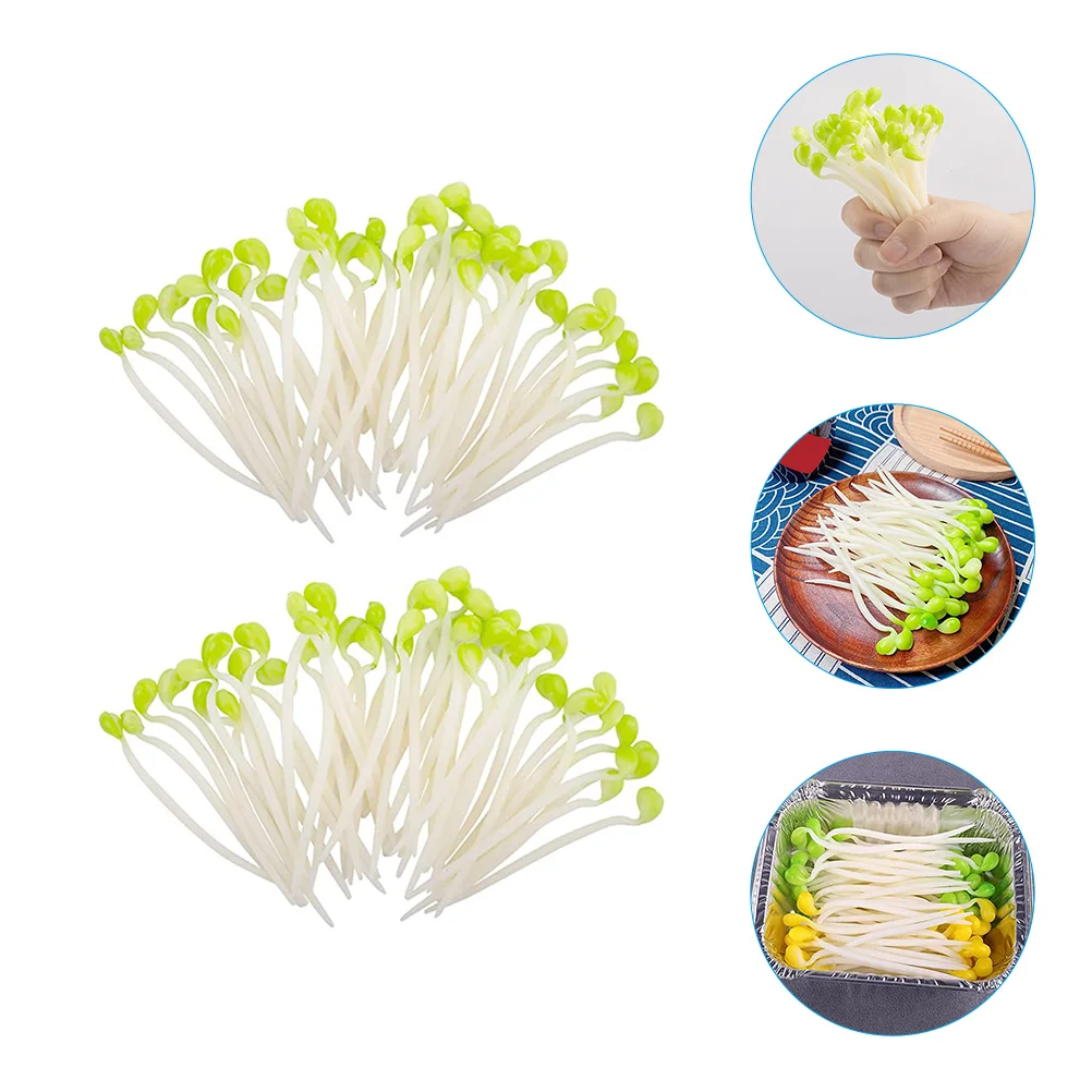 50 Pcs Bean Sprouts Artificial Foods Vegetables Decor Plastic Realistic Lifelike Home Supermarket Display Model Art