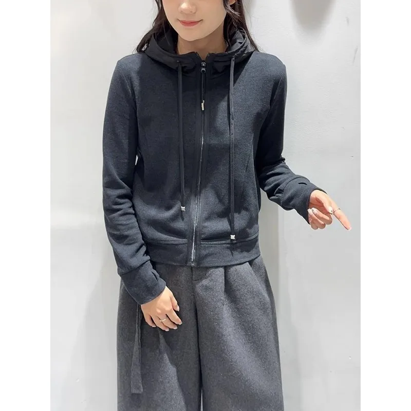 الخريف الشتاء حجم كبير هوديي Jaet المرأة طويلة Sve تقسم المخملية الدافئة سترة أعلى ألياف البوليستر V-Ne تصميم