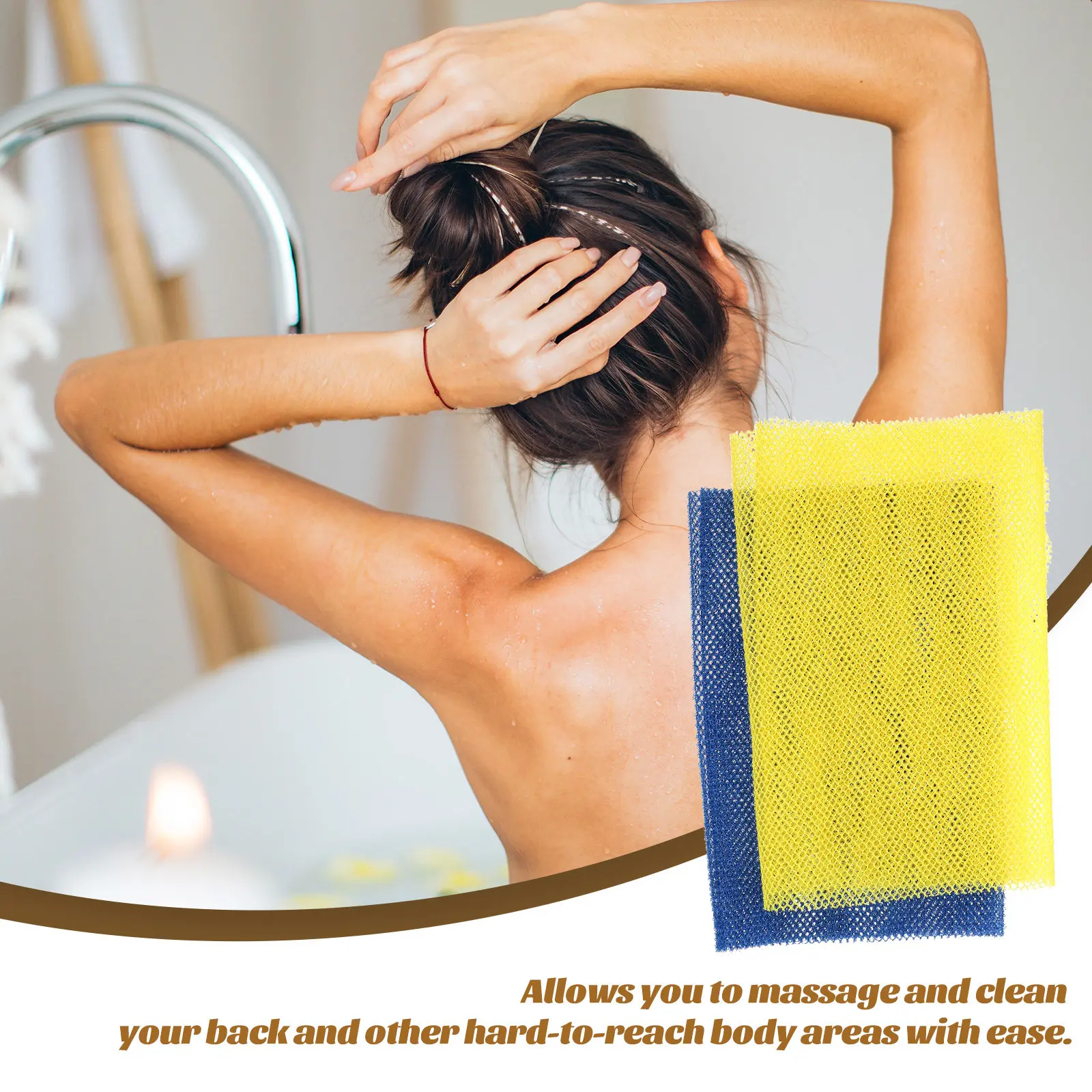 

2Pcs Exfoliating Net for Body African Mesh Cloth Skin Scrubber Deep Back Scrubber Shower Bathing Accessories