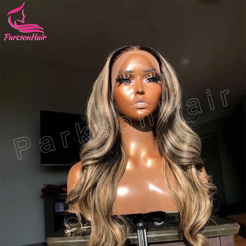 Blonde Highlight Wig 13x4 HD Transparent Lace Front Wig Body Wave Wig Colored Human Remy Hair Wigs For Black Women Parksonhair