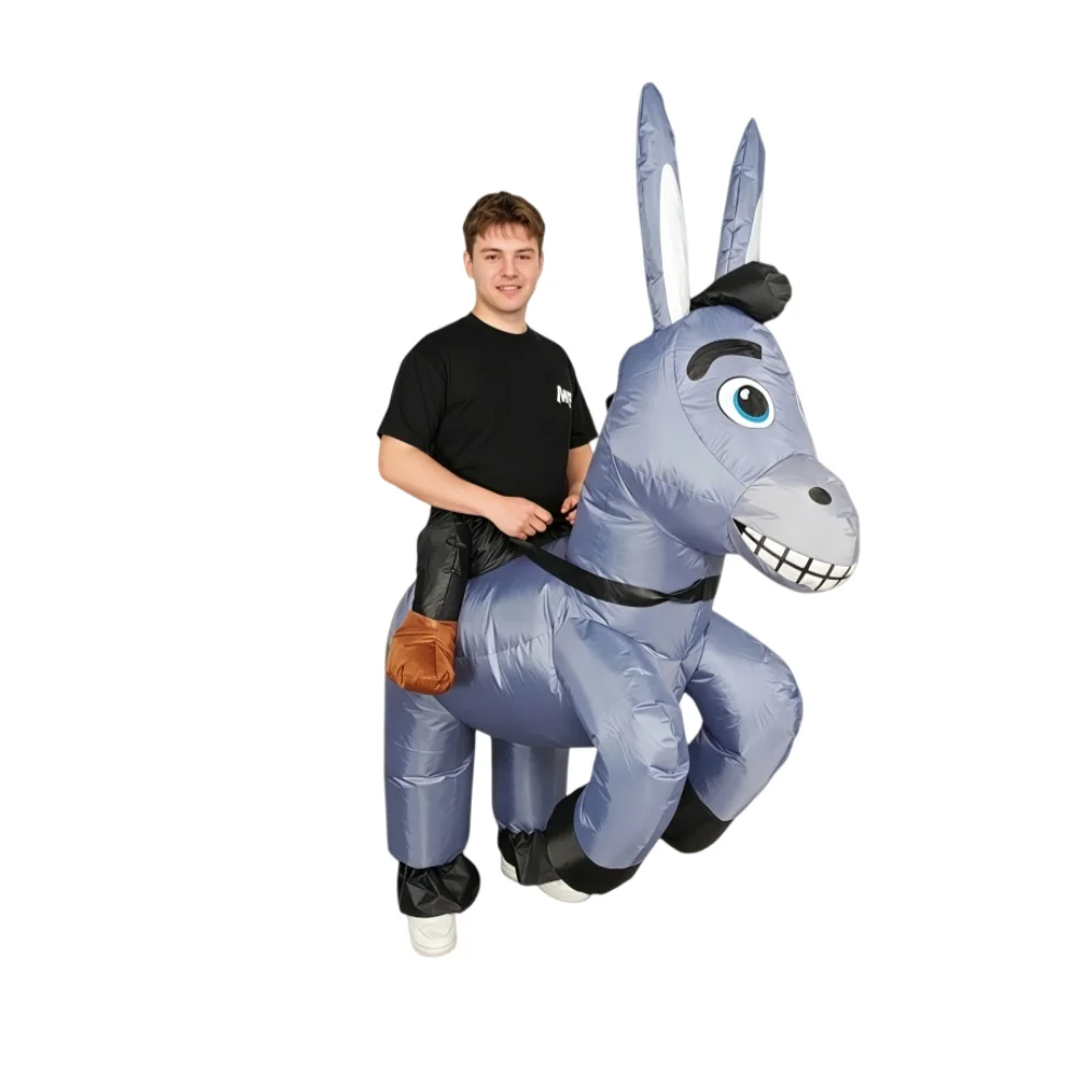 Adult Inflatable Ride‑On Costume, Dinosaur Donkey Bull Rider Blow‑Up Fancy Dress Suit For Halloween Carnival Cosplay Party Perfo view 4