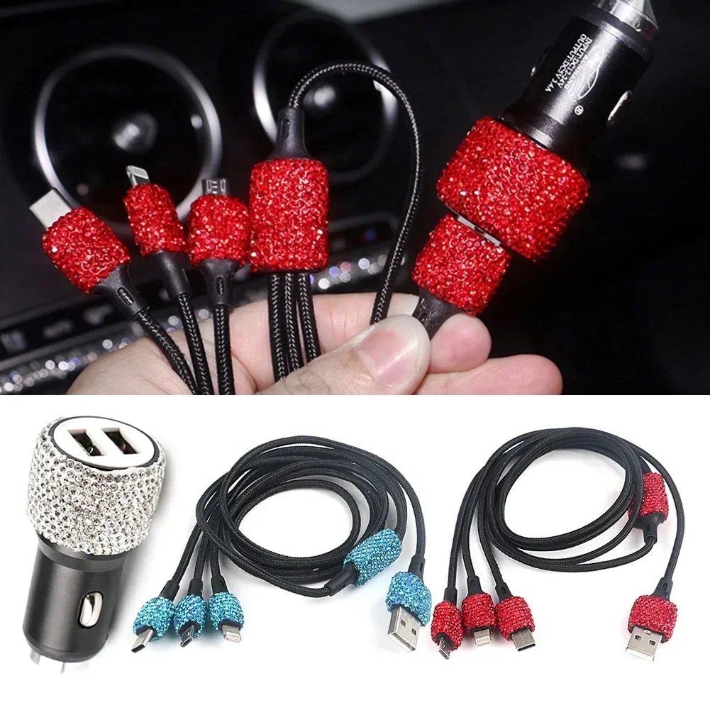 Bling USB Car Charger 5V 2.1A Dual Port Fast Adapter Pink Car Decor Car Styling Diamond Car Accessories Interior for Woman