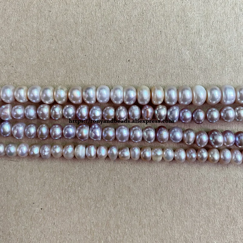 A Quality Genuine Natural Fresh Water Pearl Purple Color Rondelle Loose Beads 15