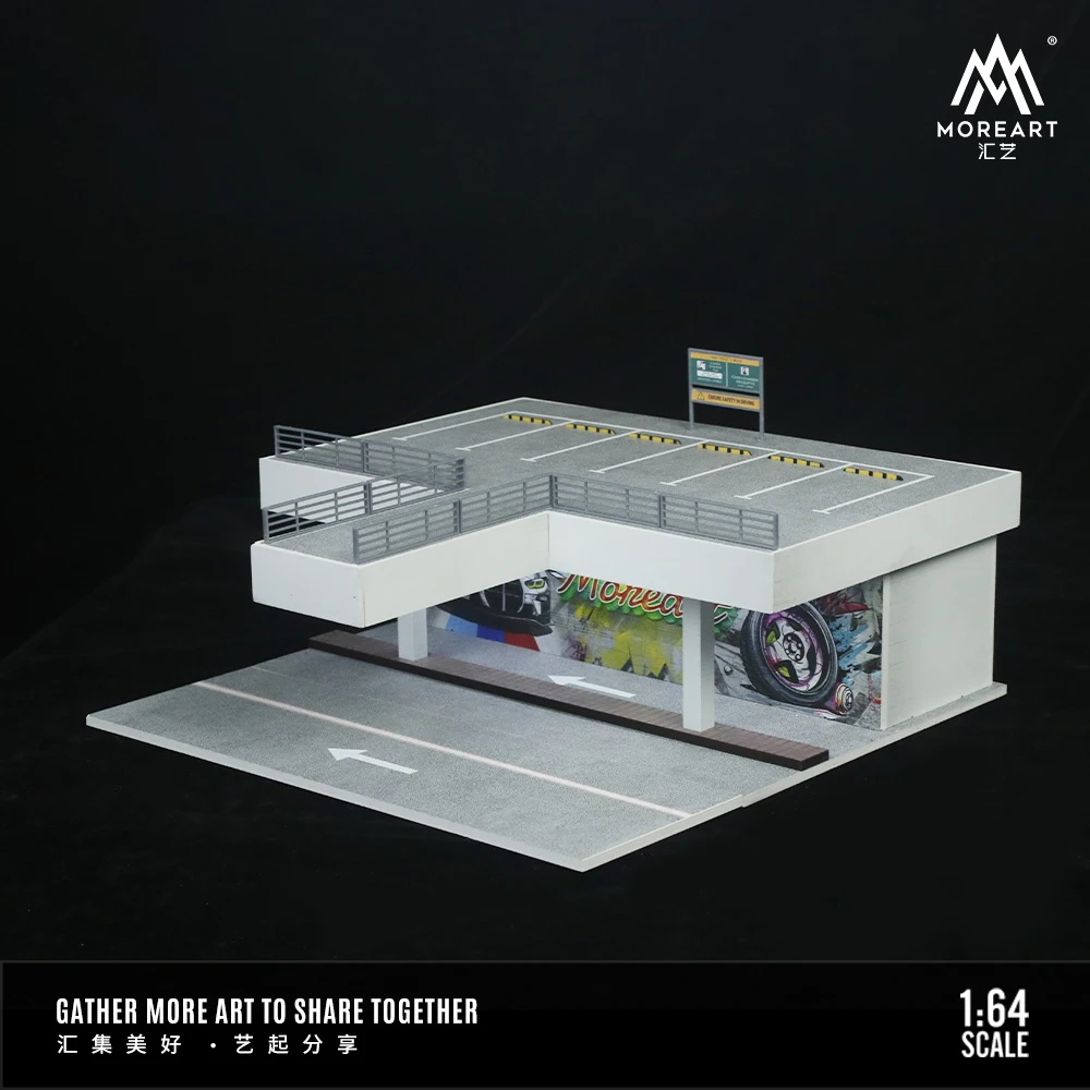 MoreArt 1/64 scene double-fenced open-air parking lot simulation model