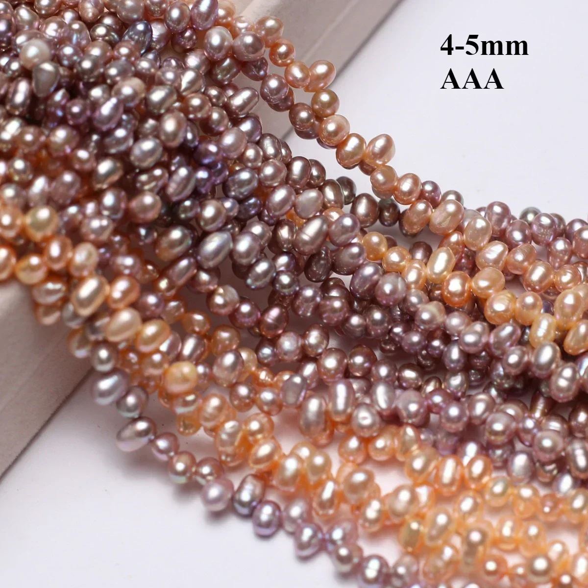 

4-5mmAAA Sparkling Clean Oval Natural Freshwater Pearl White Orange Purple Bead Jewelry Make DIY Necklace Bracelet Accessories