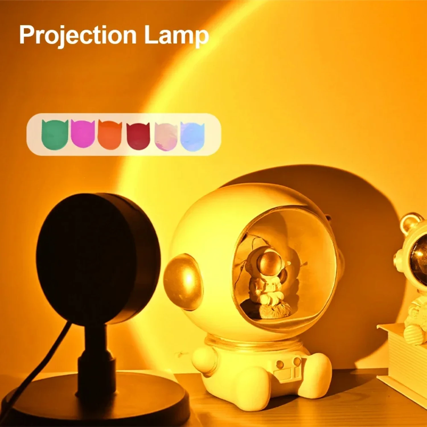 New Vibrant Colorful Sunset Rainbow USB Projector LED Desk Lamp for Atmospheric Photography Shop Wall Background Decoration Ligh