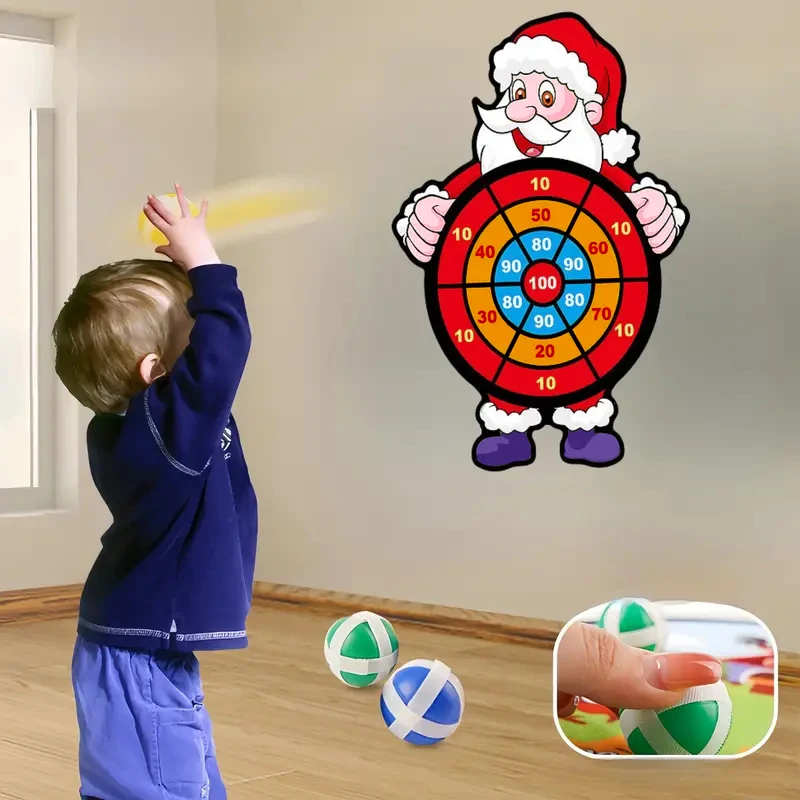 Christmas toy snowman Santa dart board toy set with 3 balls and 1 hook suitable as a Christmas party game