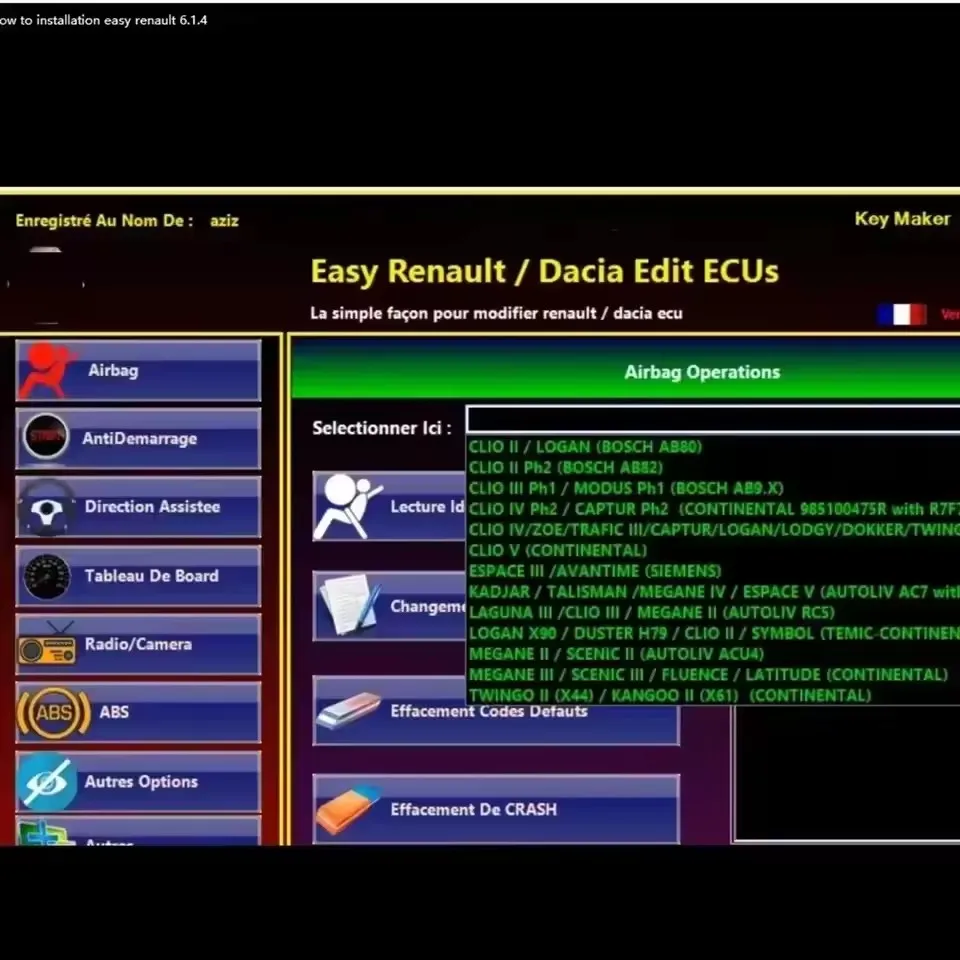 Easy Ren ault 6.1.4 for ECU Programmer Clear Crash Airbag Card Keys UCH Cleaner WORK with OBDLink Renolink Car software