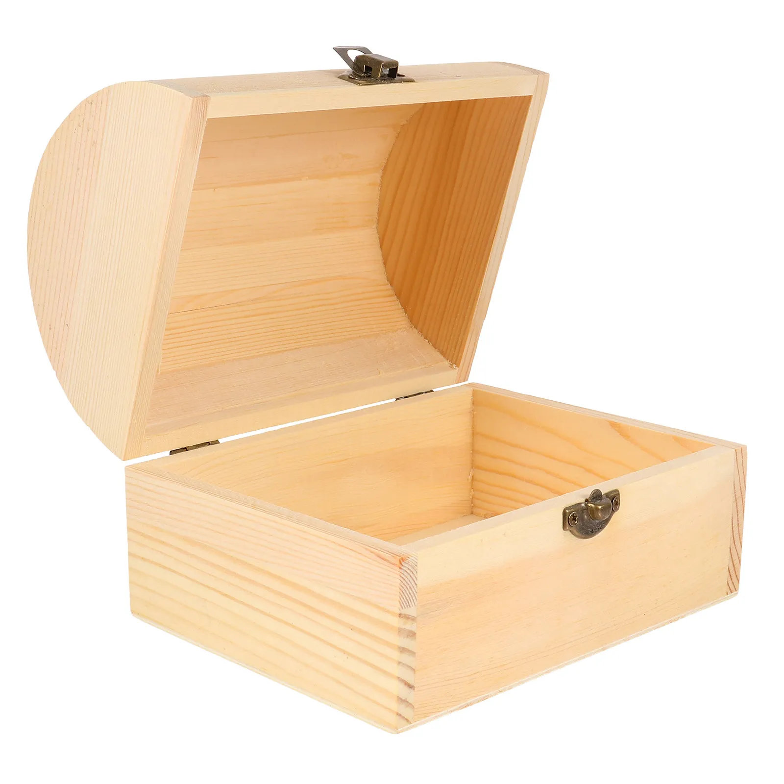 1Pcs Solid Wood Treasure Box Large Arc Design Wooden Storage Chest Moisture Proof Insect Proof Jewelry Candy Desktop Organizer