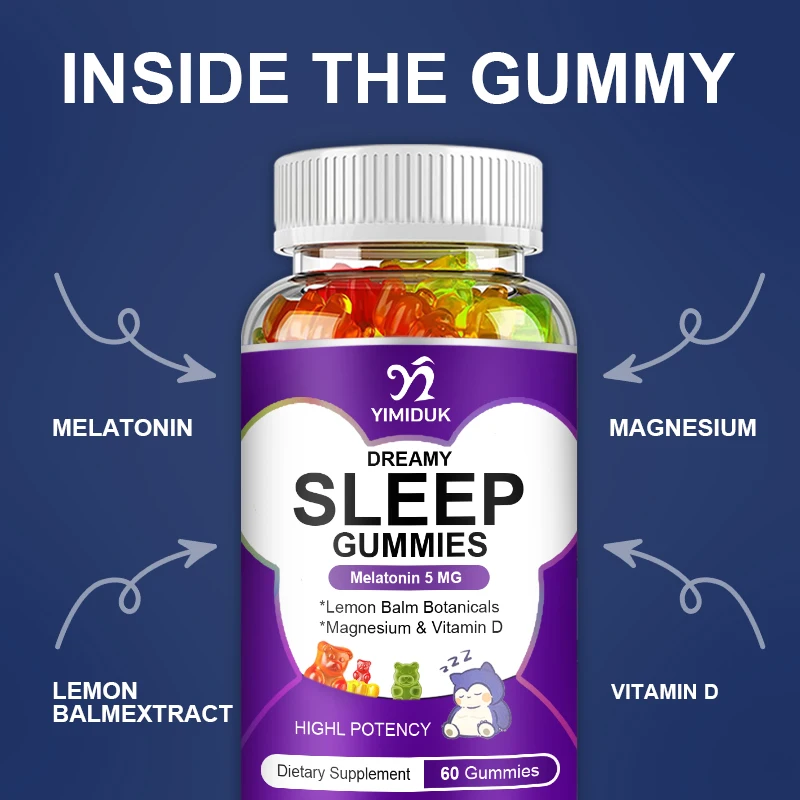 5Mg Melatonin Gummies Help Deep Sleep Improve Insomnia Anxiety Stress Relief Improve Immunity Health Biological Clock