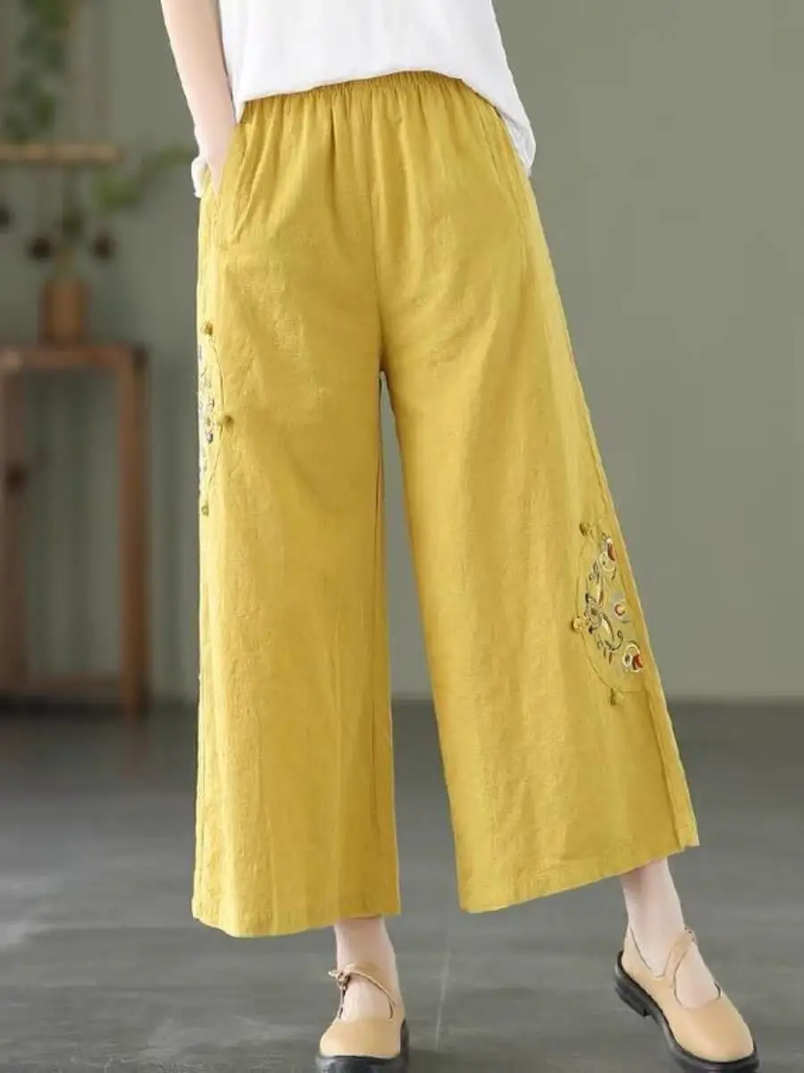 calcas-fenas-de-aodao-e-linho-bordadas-casuais-vintage-artisticas-com-botoes-perna-larga-finas-crimento-7-8-conj