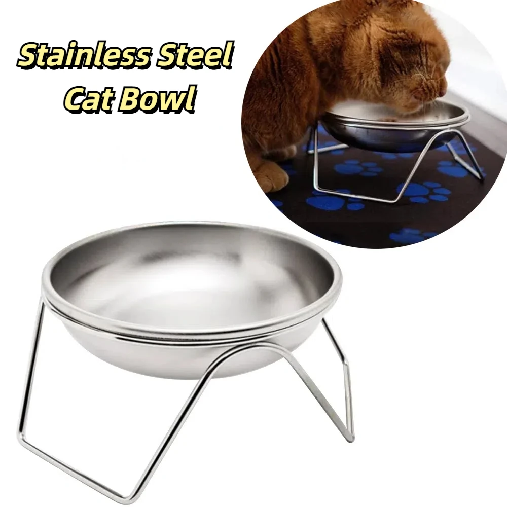 Pet Supplies Stainless Steel Dog Bowl Cat Bowl Fall-Resistant Cat and Dog Food Bowl with Stand Stainless Steel Pet Bowl