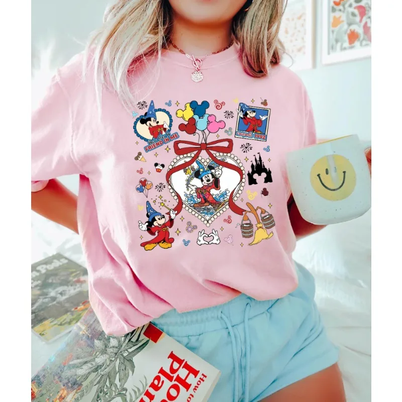 

2025 Summer Vintage Fantasia Mickey Shirt Wizard Mickey Mouse T-Shirt Vintage Magic Shirt Beautiful Magic Kingdom T-Shirt