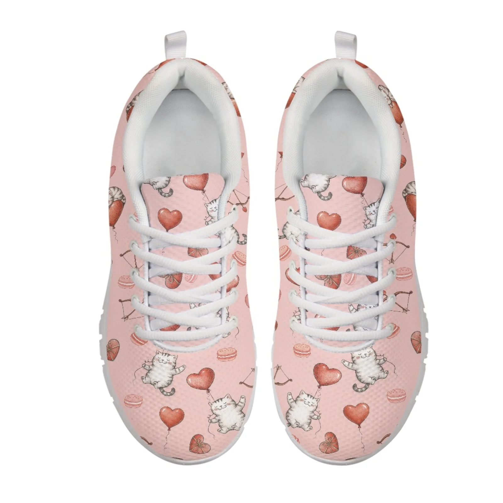 Coloranimal Cat Heart Print Flat Athletic Sneaker Women Running Walking Shoes Running Shoes for Mens Womens