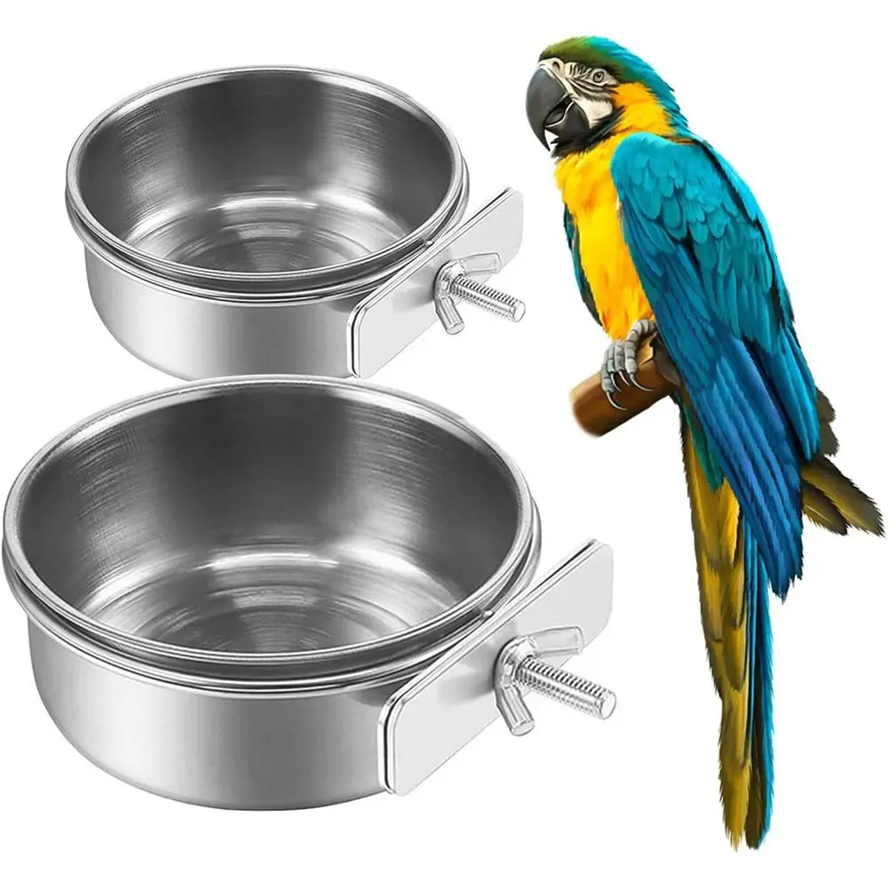 Neue Edelstahl Haustier Schüssel Anti-näh Hängen Hund Käfig Schalen Vogel Feeder Papagei Vogel