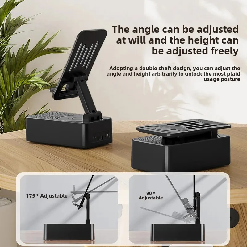 ثلاثة في واحد قابلة للطي الدورية حامل هاتف المحمول قوة البنك متعددة الوظائف سطح المكتب اللوحي كسول المتكلم حامل المتكلم