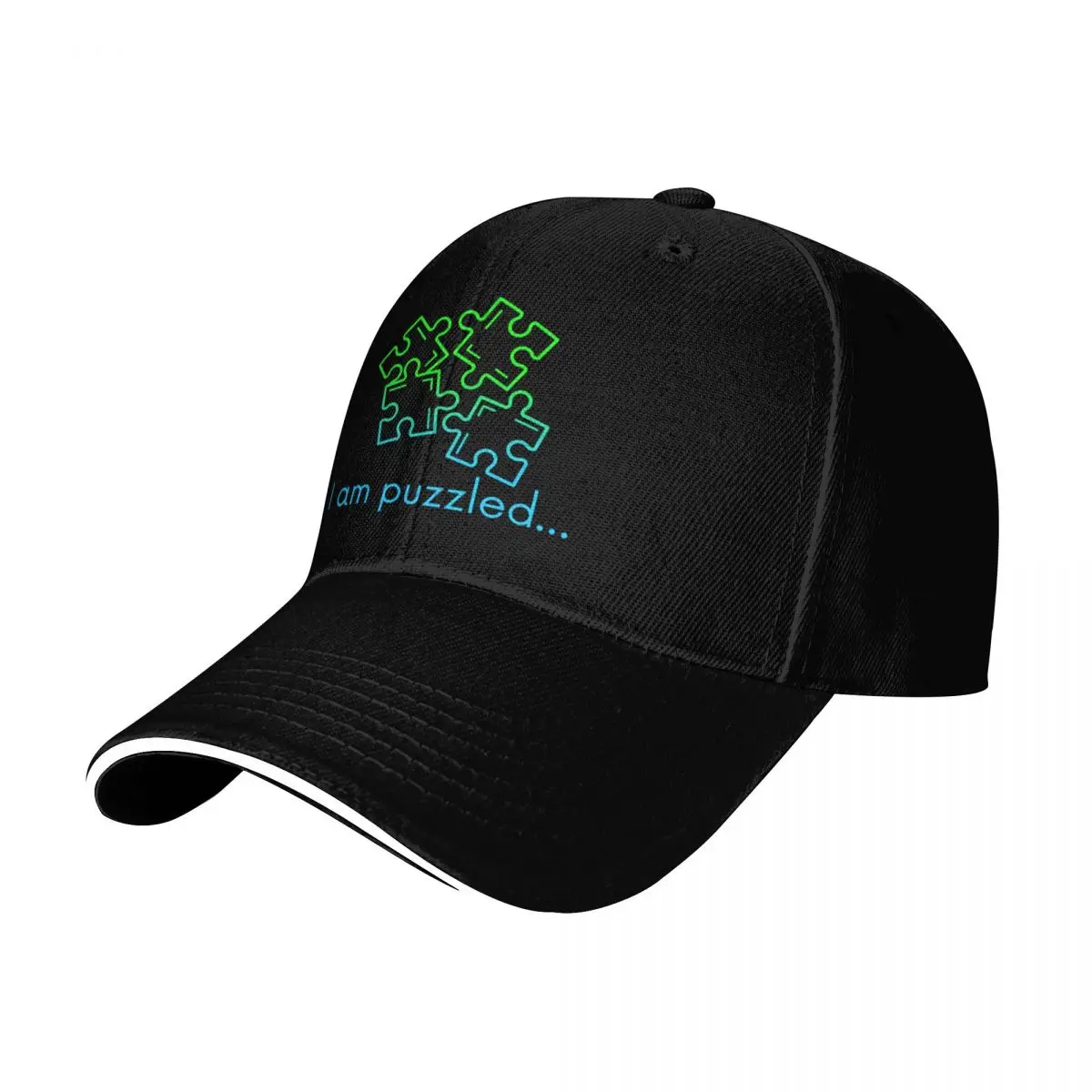 I am puzzled, funny jigsaw-puzzle pun in an ombre effect Baseball Cap Men Women Casual Summer Sport Sun Cap