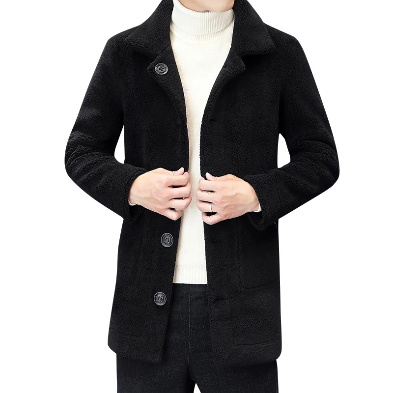 Casual 2024 Winter Men\'s Plush Thicken Windbreaker Jackets Double Side Wearable Warm Overcoat Outwear Mid-Length Fur Fleece Coat