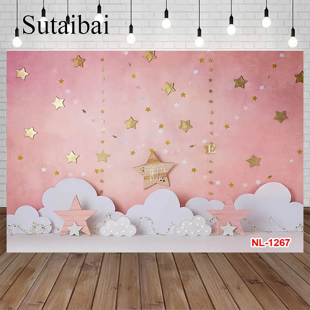 

Photography Background Twinkle Twinkle Little Star White Cloud Girls 1st Birthday Cake Smash Decor Backdrop Photo Studio