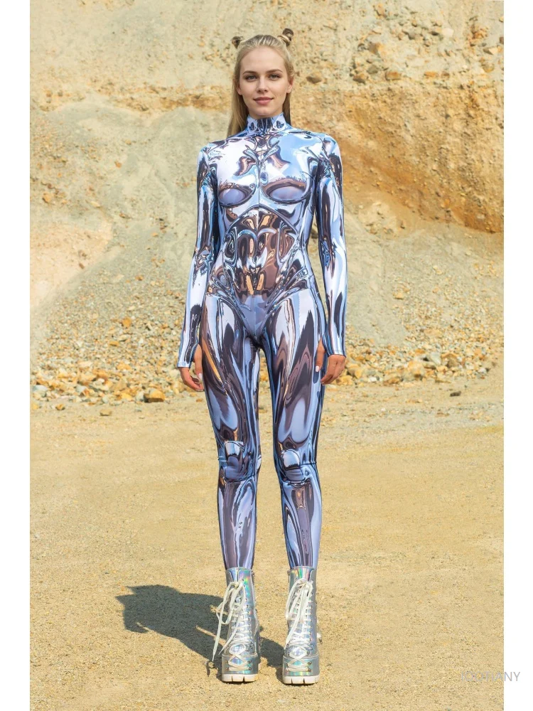 بدلة قطعة واحدة مثيرة للزوجين من البطولين بقصة ضيقة لعب الأدوار سايبر بدلة الخيال العلمي للرجال أزياء خارجية لحفلات الهالوين كرنفال 2026 #1