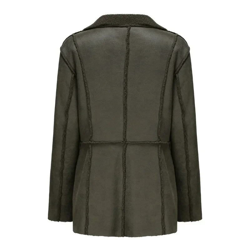 For Women Women's High Quality Fashionable Warm Plush Leather Jackets Warm Suede Long Jacket Long Skin Coats