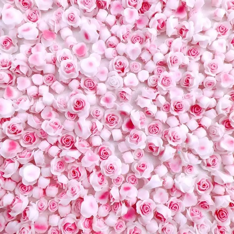 Luminous Pink White Rose Flowers Nail Charms Random Mixed Mini Rose Buds Resin Nail Art Decorations Accessories for Manicure DIY