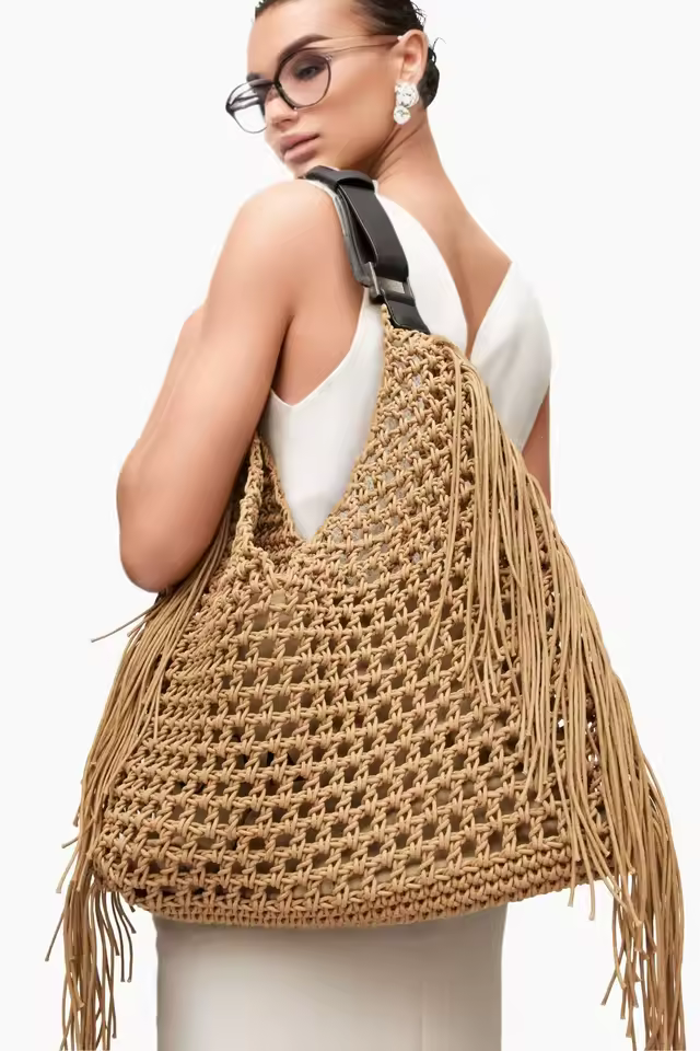 Bohemian beach bags for women luxury designer handbags purses 2025 new nylon fabric hollow tassels with inner pocket - AliExpress 