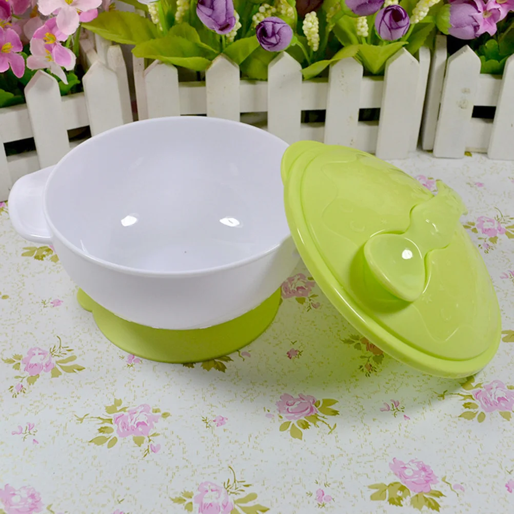 وعاء شفط للأطفال بألوان زاهية، مجموعة تغذية صغيرة مقاومة للانسكاب، غطاء ملعقة للأطفال الصغار، أوعية شفط خفيفة الوزن #1